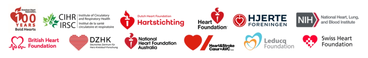 Global Cardiovascular Research Funders Forum (GCRFF) partner organisations logo collection